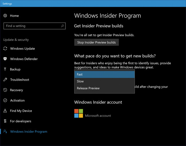 Параметры программы предварительной оценки в сборке 15063 