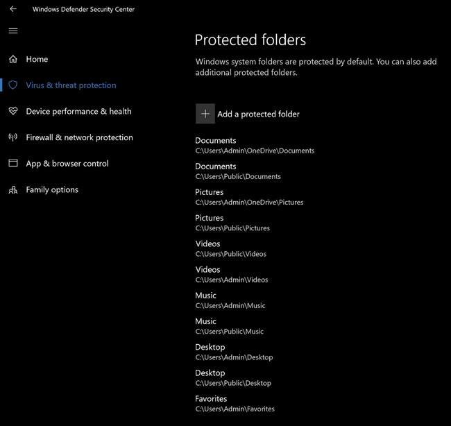 Controller Folder Access в обновлении Windows 10 Fall Creators Update