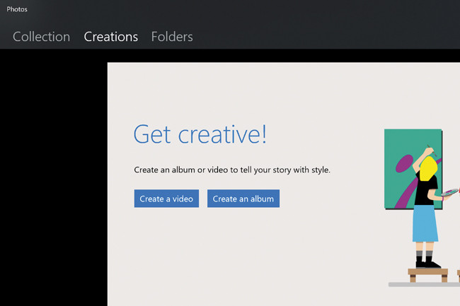 Вкладка Creations приложения «Фотографии»