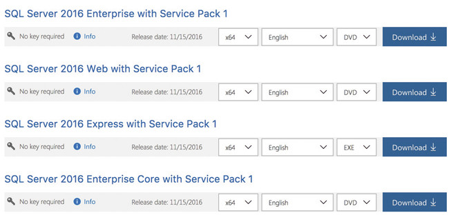 Варианты установки SQL Server 2016