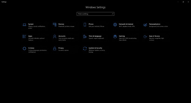 Приложение Windows Settings в Windows 10 Redstone 4 Build 17074