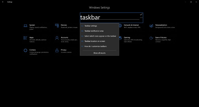 Панель для ввода рукописного текста приложения Windows Settings в Windows 10 Redstone 4 Build 17074