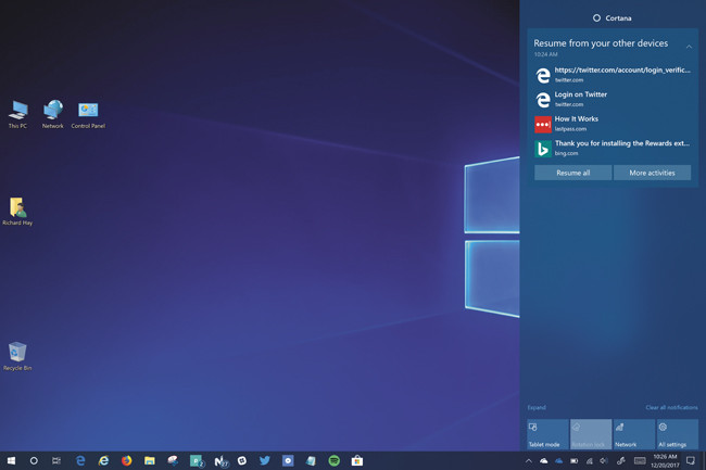 Cortana поможет повторно обратиться к выполняемым действиям