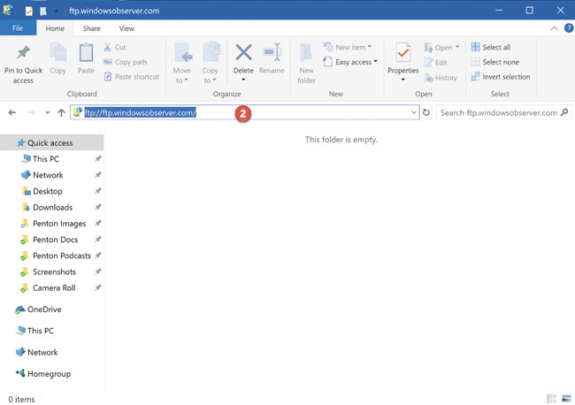 Ввод ftp-адреса