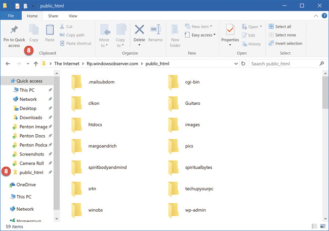 Закрепление папки в области быстрого доступа 
