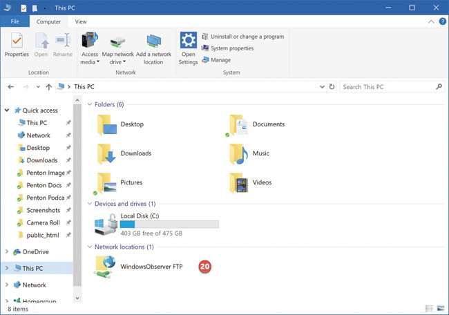 FTP-сервер в «Проводнике»