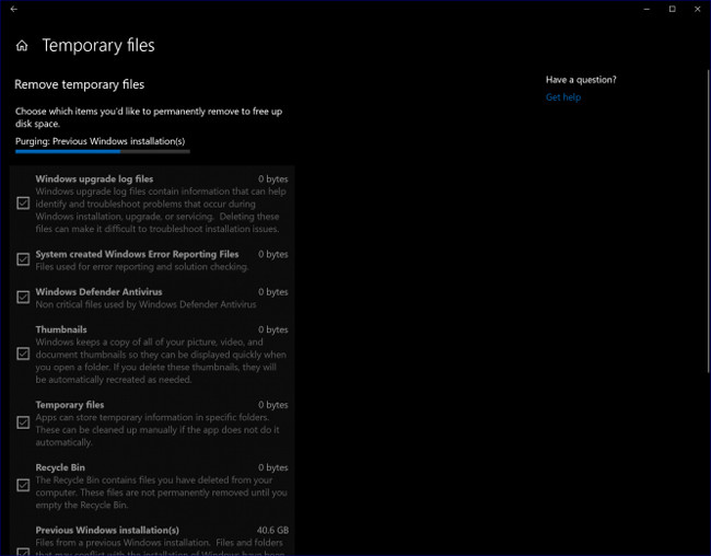 Очистка выбранных типов временных файлов