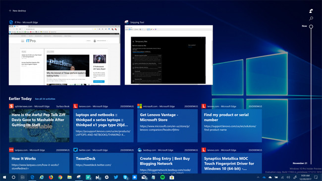 Интерфейс Timeline при просмотре задач