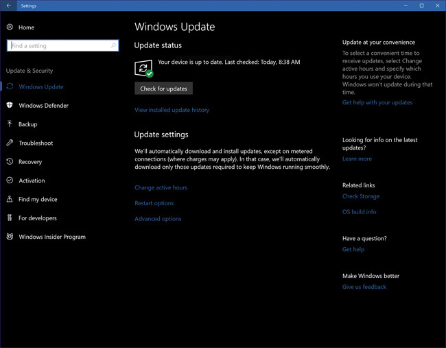 Проверка последних системных обновлений