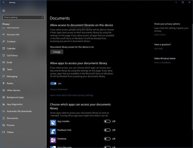 Управление доступом приложений к изображениям, видео и папкам документов 