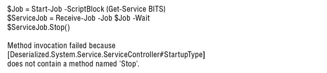 Остановка службы BITS при помощи команды Start-Job