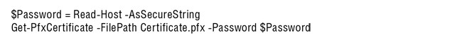 Get-PfxCertificate поддерживает указание пароля