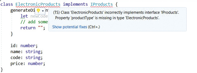 Листинг 13. Ошибка, так как свойство productType не реализовано классом