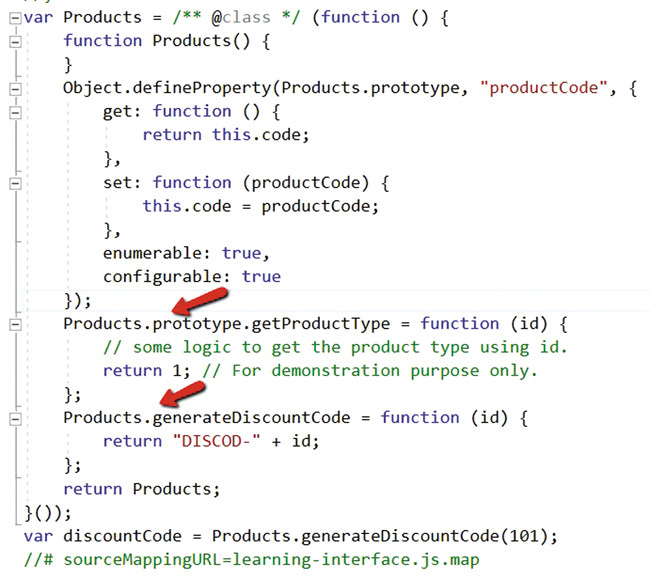 Листинг 8. Статический метод доступен напрямую в классе Products