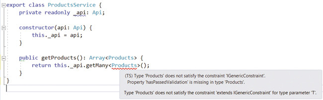 Листинг 6. Класс ProductsService должен использовать класс Products