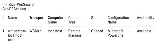 Результаты работы команды Initialize-WinSession