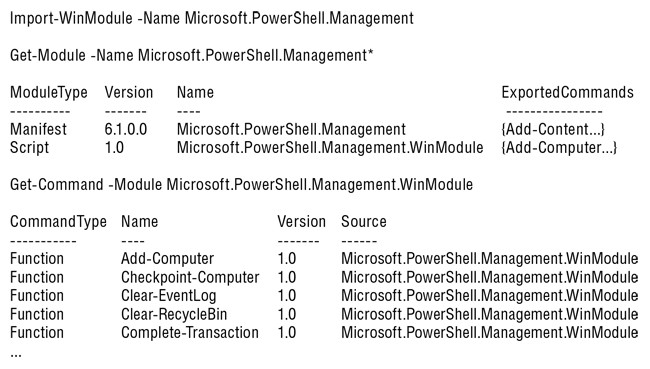 Результаты работы Import-WinModule
