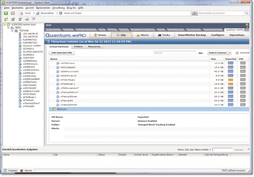 Рисунок 2. Большинством решений для резервного копирования, интегрированных в VMware, можно управлять с помощью соответствующего плагина напрямую из Virtual Center.