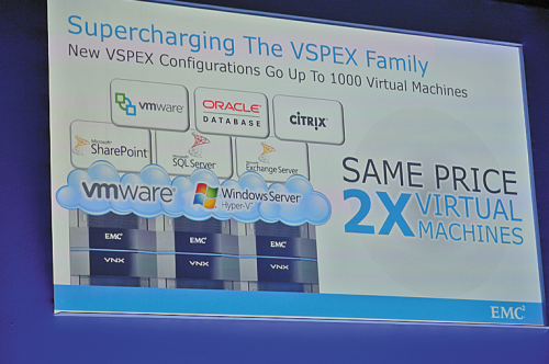 Уже в октябре EMC планирует включить новые технологии VNX в интегрированные системы vBlock альянса VCE. Последние призваны облегчить заказчикам «путь в облако». Другой вариант — использование предлагаемых EMC эталонных архитектур VSPLEX. Теперь они доступны в новых конфигурациях и с новыми системами VNX. В эталонных архитектурах VSPLEX удвоено число поддерживаемых виртуальных машин и расширен спектр вариантов для разных нагрузок, при этом их стоимость осталась прежней.  