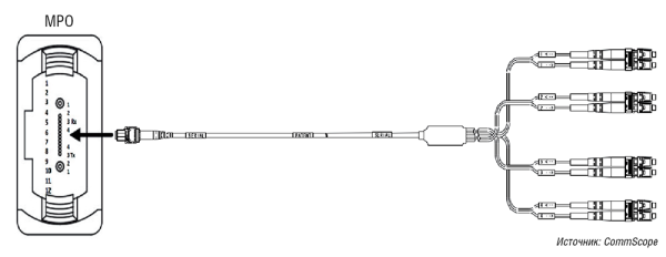 Рис. 5. Кабельная сборка QSFP MPO-LC