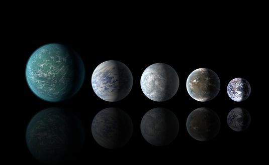 Планеты Kepler-22b, Kepler-69c, Kepler-62e, Kepler-62f и Земля