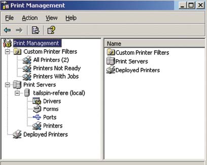 Экран 2. Интерфейс Print Management Console