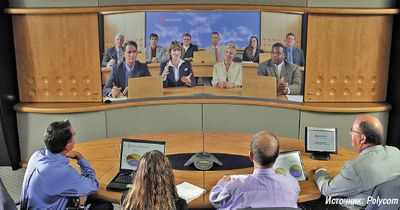 Рисунок 1. Polycom прогнозирует, что рынок решений для видеокоммуникации в 2010 году вырастет на 30%. На рисунке изображена комнатная система RPX этого производителя.
