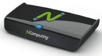 Рисунок 1. Новый терминал U170 от NComputing подключается к стандартному порту USB на ПК. К одному компьютеру можно подсоединить до девяти устройств U170 с портами для монитора, клавиатуры и мыши.