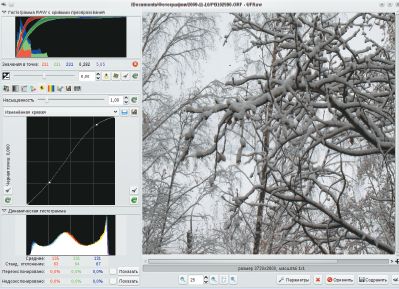 UFRaw — один из достойных проявителей цифровых негативов в Linux. Модуль ufraw-gimp позволяет перетащить RAW-файл прямо в Gimp и сразу получить окно параметров негатива, подтвердив которые вы будете и дальше привычным способом редактировать снимок 