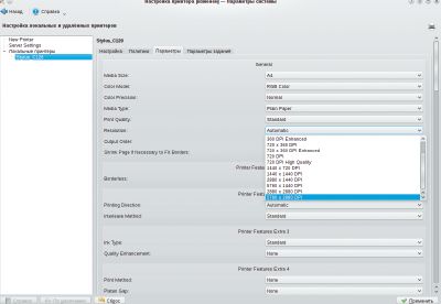 Бывает, что принтер умеет печатать с более высоким разрешением, чем указано в его спецификациях. И тогда здесь не обойтись без богатейших настроек системы печати CUPS 