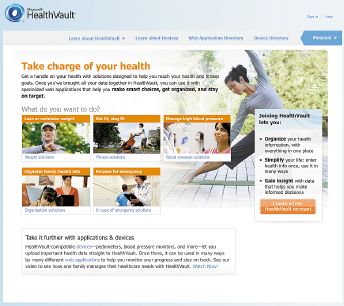 Рис. 2. Пример экрана персонального интернет-портала Health Vault