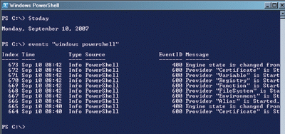 Экран 3. Обращение к переменной $today и к функции events в файле профиля