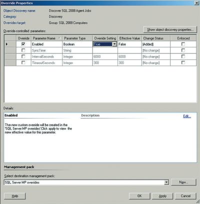 Экран 3. Включение объекта Discover SQL 2008 Agent Jobs