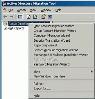 Экран 1. Запуск мастера User Account Migration Wizard в окне ADMT