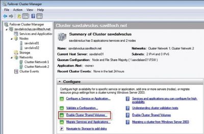 Экран 1. Включение Cluster Shared Volumes