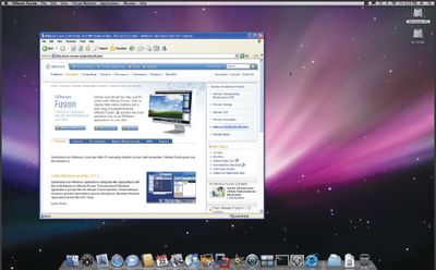 Экран 1. Использование VMware Fusion 2.0 для запуска Windows на Mac